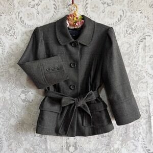 Banana Republic Charcoal Gray Belted Pea Coat
